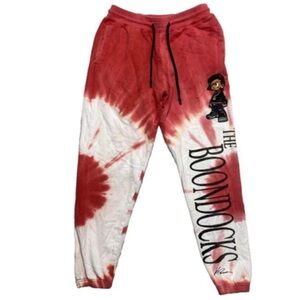 The Boondocks Jogger Mens L Red Tie Dye Huey Freeman Cartoon Pants Comic